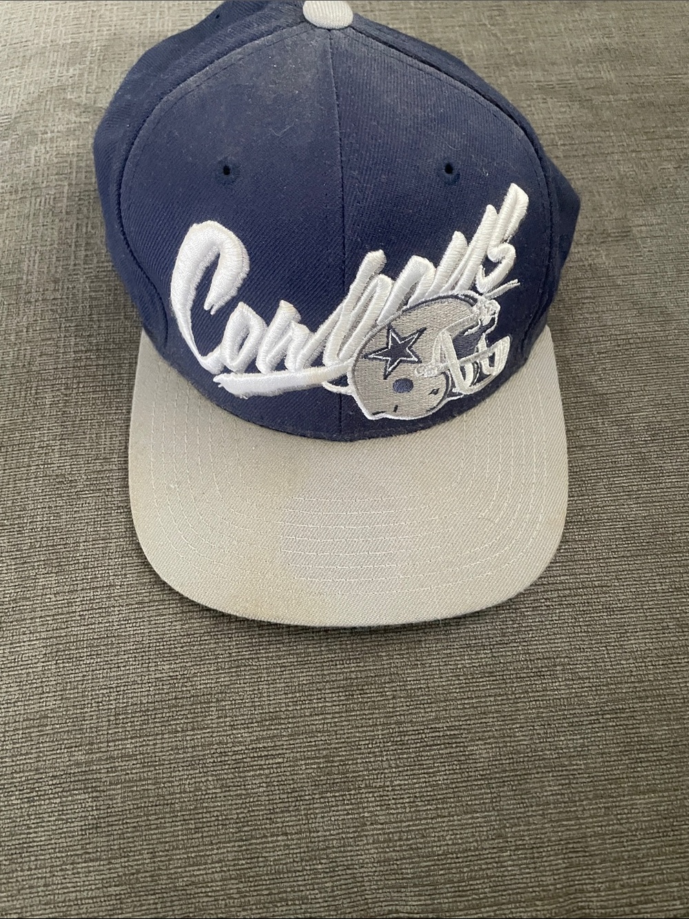 Mitchell & Ness Navy and Gray Cowboys Script Snapback Hat
